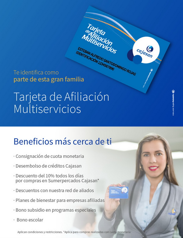 Tarjetas de Afiliación Multiservicios Caja Santandereana de Compensación Familiar - Cajasan Santander